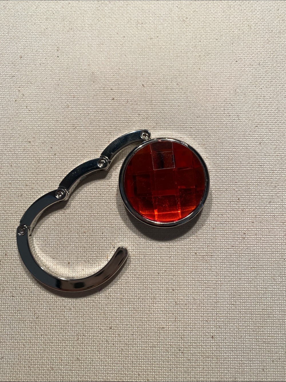 Foldable Purse Hook with Orange Gem Accent